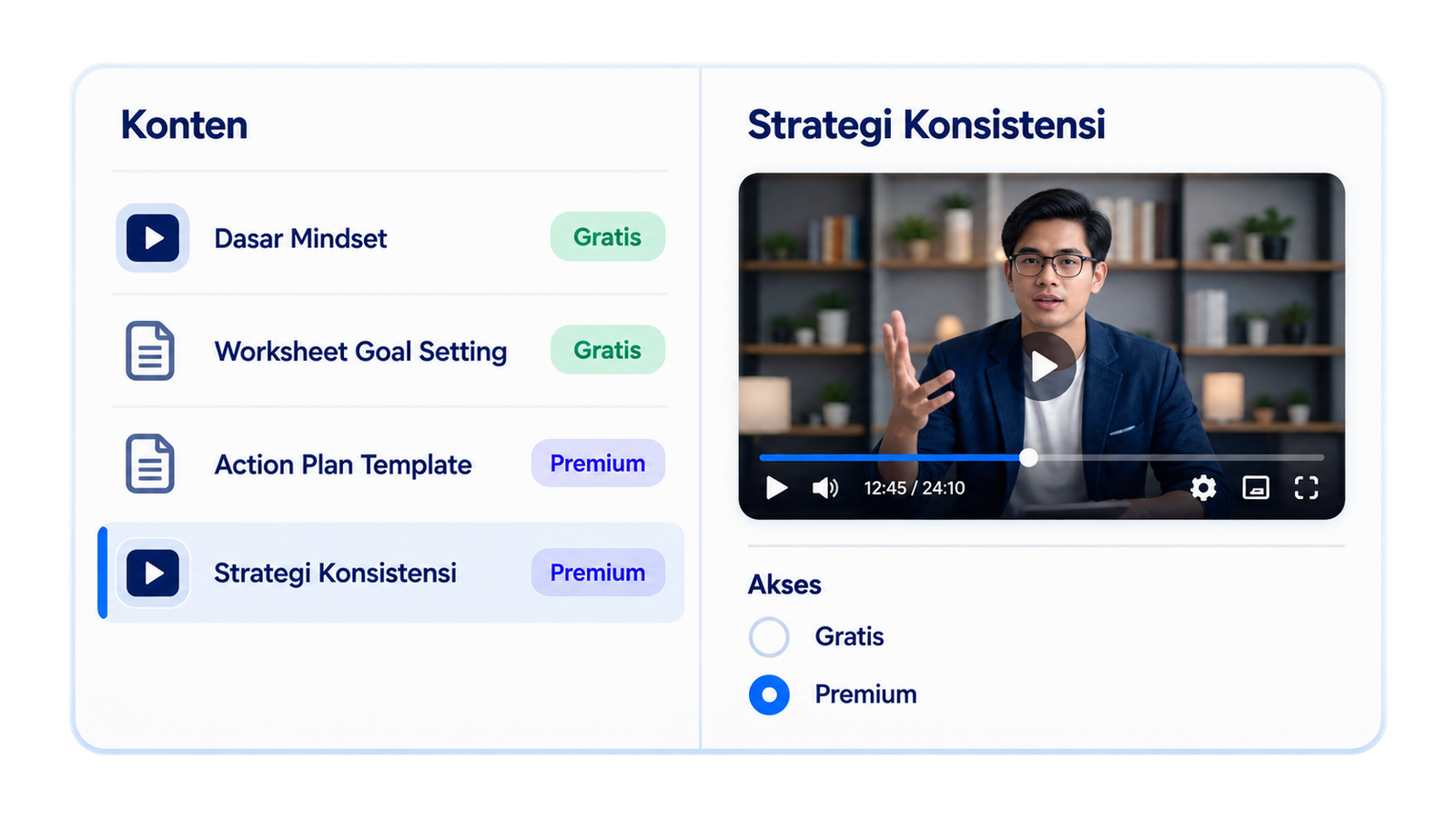 Contoh pengelolaan course dan produk digital di XPRT