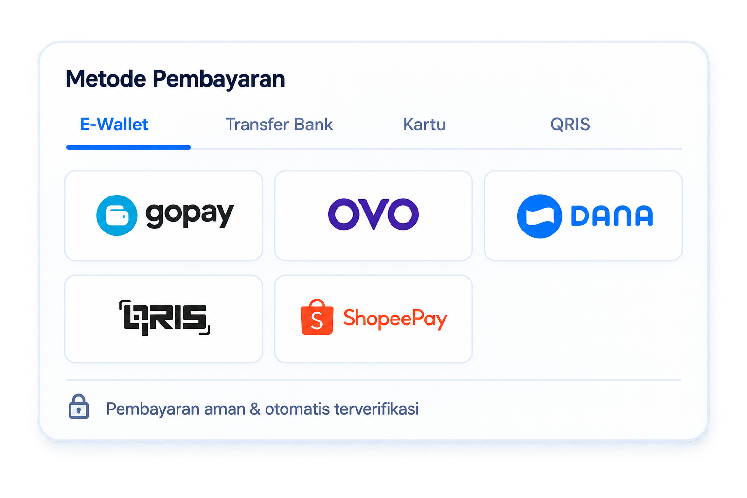 Contoh metode pembayaran lokal di XPRT
