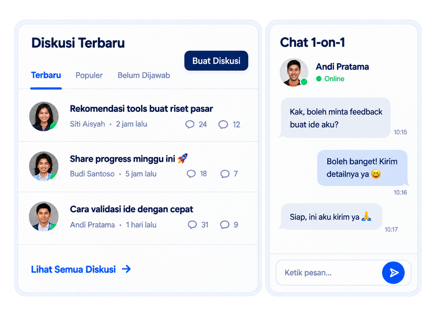 Forum komunitas dan chat satu lawan satu XPRT