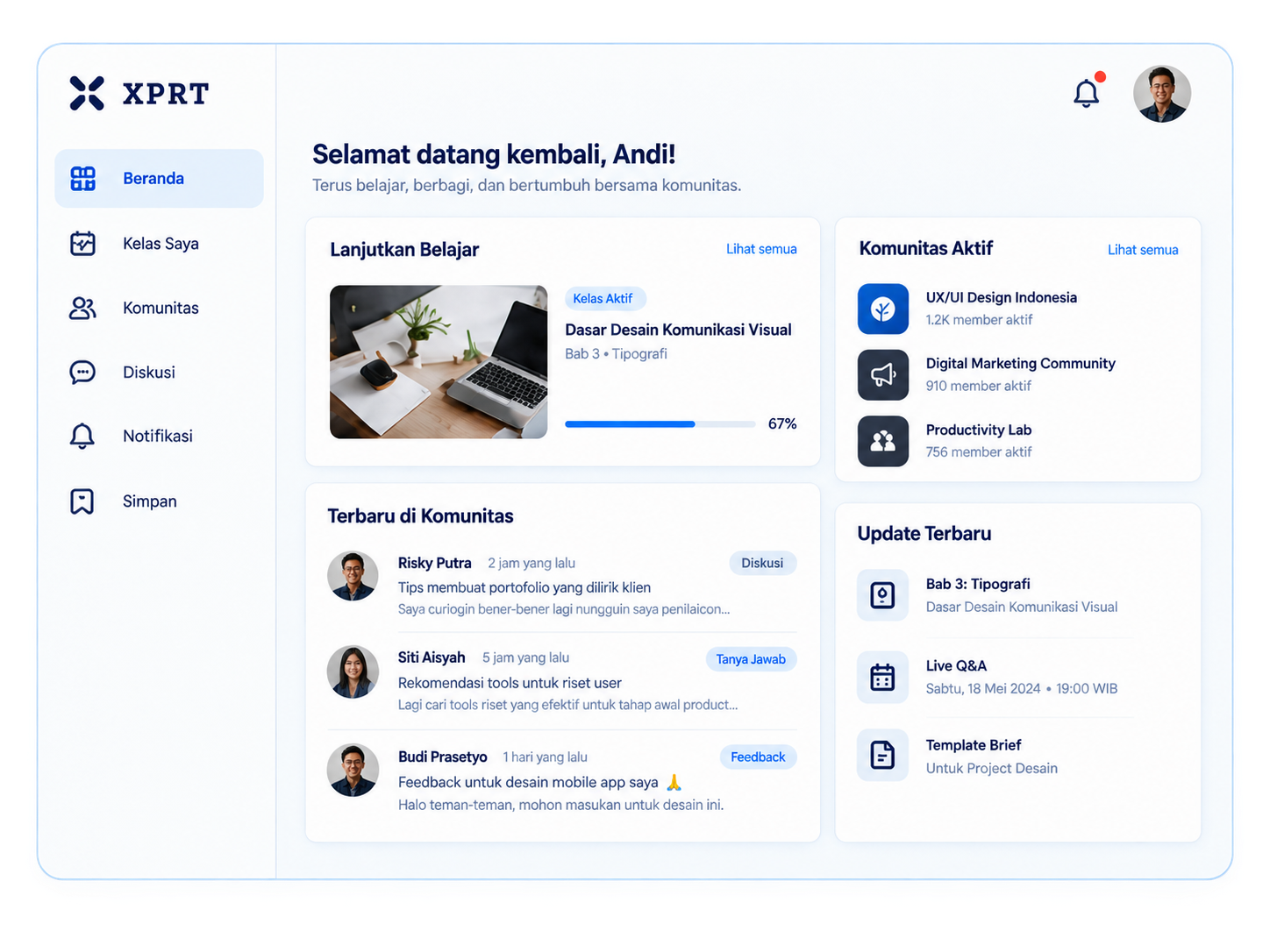 Preview dashboard ekosistem member XPRT